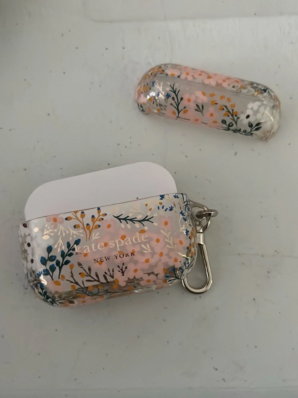 kate spade Pink Floral AirPods Pro Case with Silver Clip